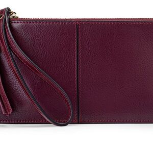 Chic Burgundy Leather Wristlet